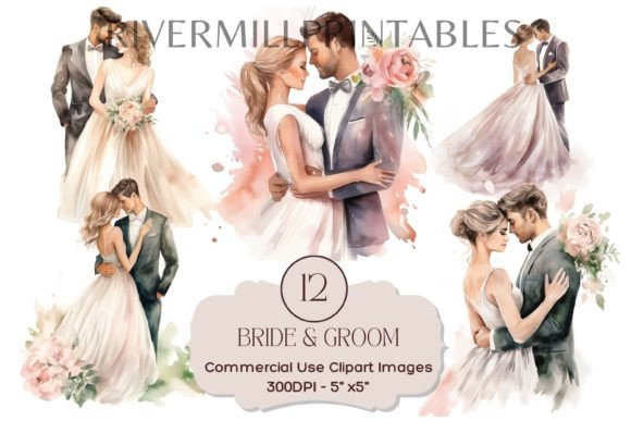 Beautiful Bride & Groom Wedding Clipart for Your Designs