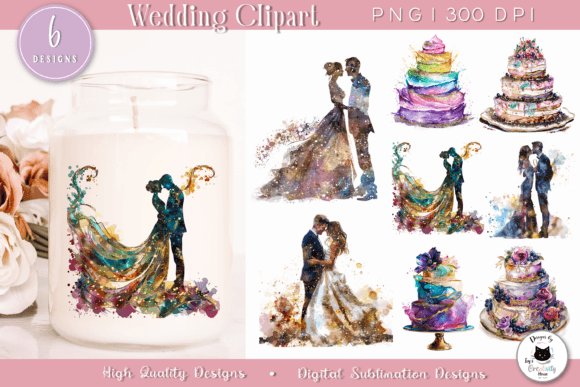 Beautifully Hand-Painted Watercolor Wedding Clipart for Your Designs