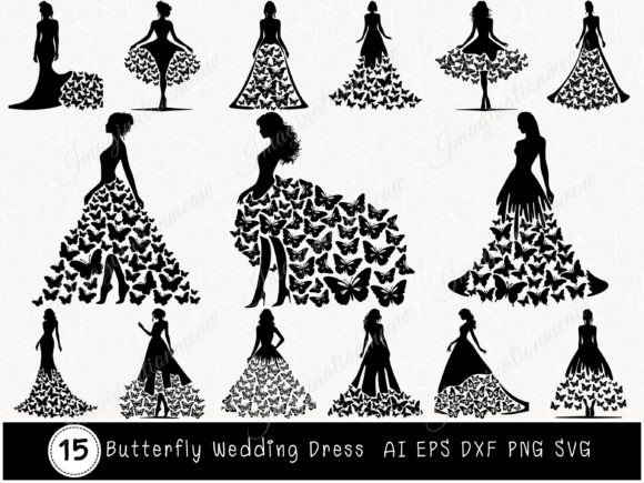 Butterfly Wedding Dress SVG Cut File: Elegant Designs for Your Projects