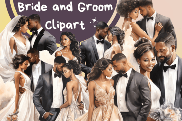 Celebrate Love with Wedding Black Couple Clipart