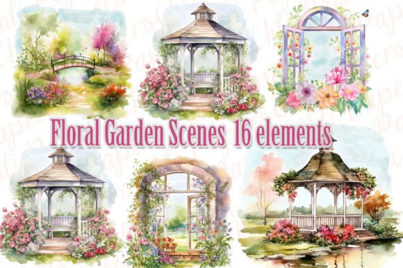 Charming Watercolor Gazebo Clipart for Wedding & DIY Projects