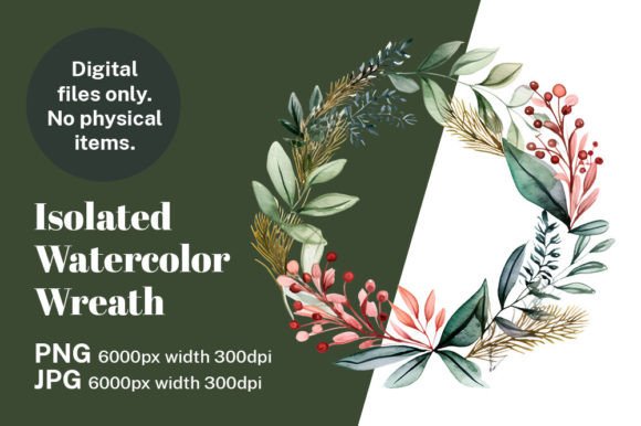 Christmas Watercolor Wreath Wedding PNG: A Designer's Delight