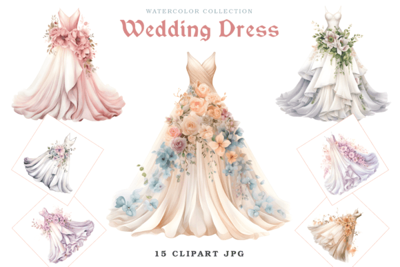 Elegant Wedding Dress Clipart for Your Creative Projects