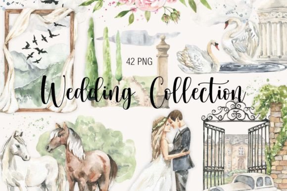 Enchant Your Invitations with Watercolor Wedding Collection Clipart