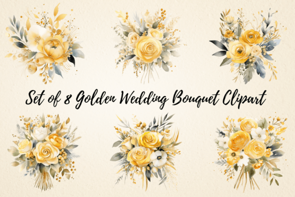 Golden Wedding Bouquet Sublimation: A Floral Design Asset