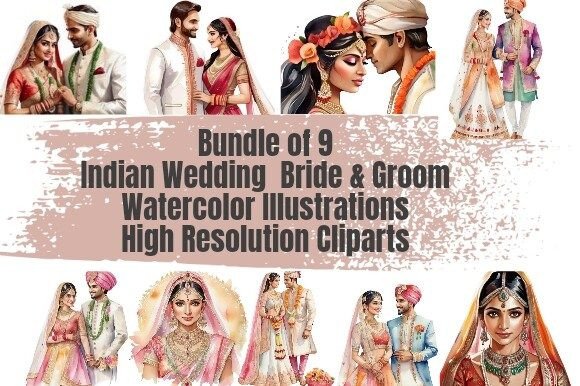Indian Wedding Watercolor Clipart Bundle: A Designer's Cultural Gem
