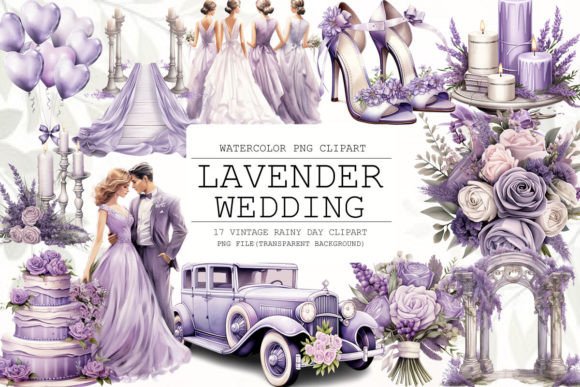 Lavender Wedding Watercolor Clipart: A Soft Touch for Modern Designs