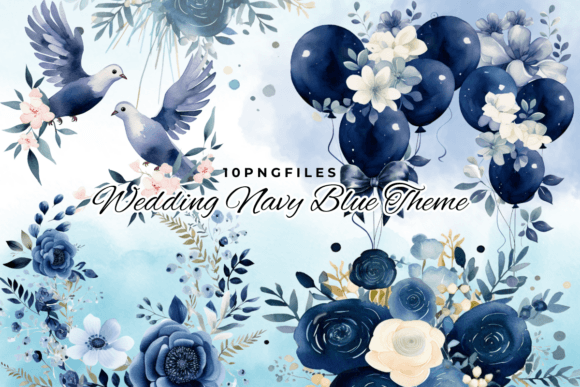 Navy Blue Flowers Wedding Sublimation: A Designer's Toolkit