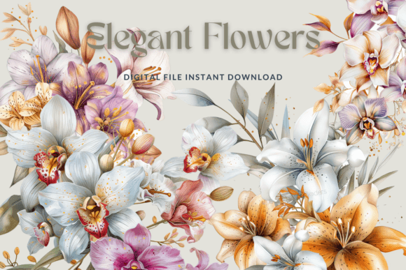 Soft, Artistic, and Ready to Use: Wedding Flowers Watercolor Floral
