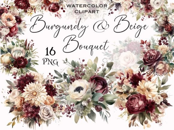 Styling Your Visuals: The Burgundy & Beige Wedding Bouquet Clipart