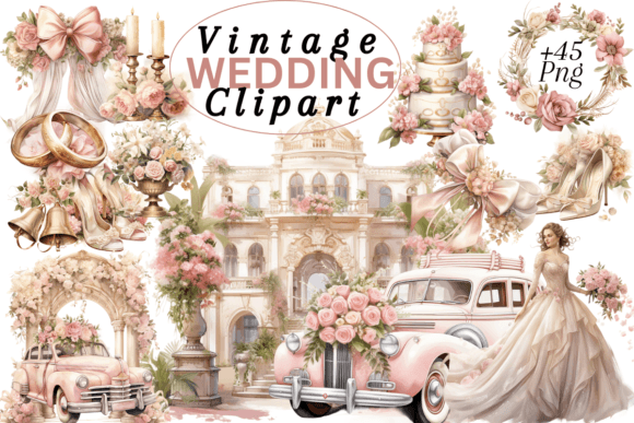 Timeless Elegance: Vintage Wedding Clipart for Your Designs