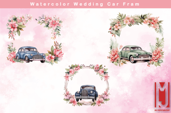 Watercolor Wedding Car Fram: Elegant Designs for Creative Projects