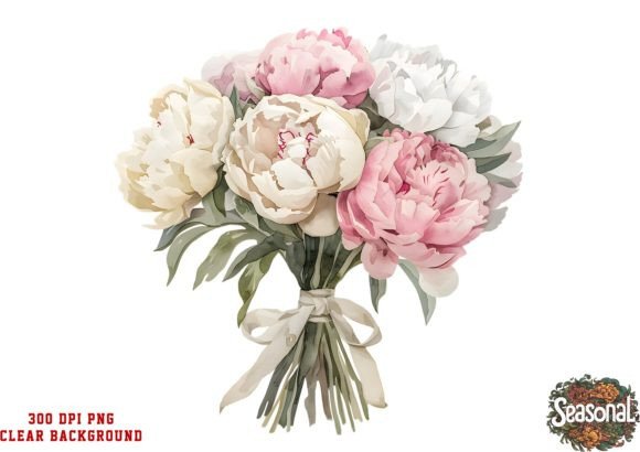 Watercolor Wedding Peonies Bouquet: A Floral Clipart Delight