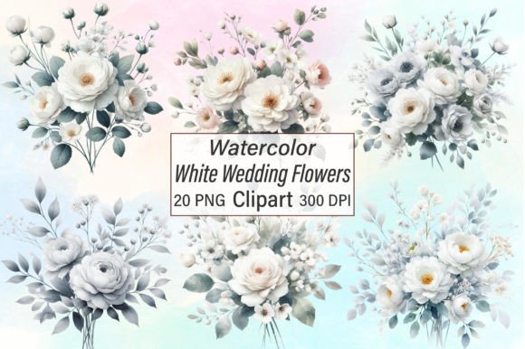 Watercolor White Wedding Flowers Clipart: Your Design Toolkit