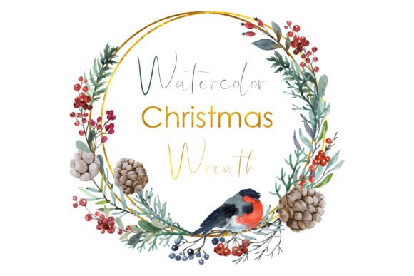 Winter Wreath Png: Watercolor Wedding Art for Your Projects
